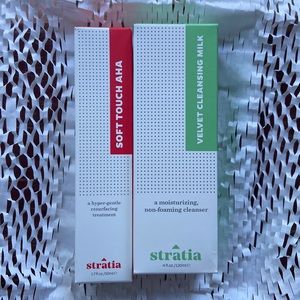 Stratia unopened velvet cleansing milk (4 oz) and soft touch AHA (1.7 oz)